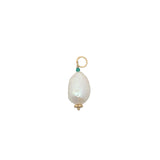 Charms doré perle de culture avec petite onyx verte