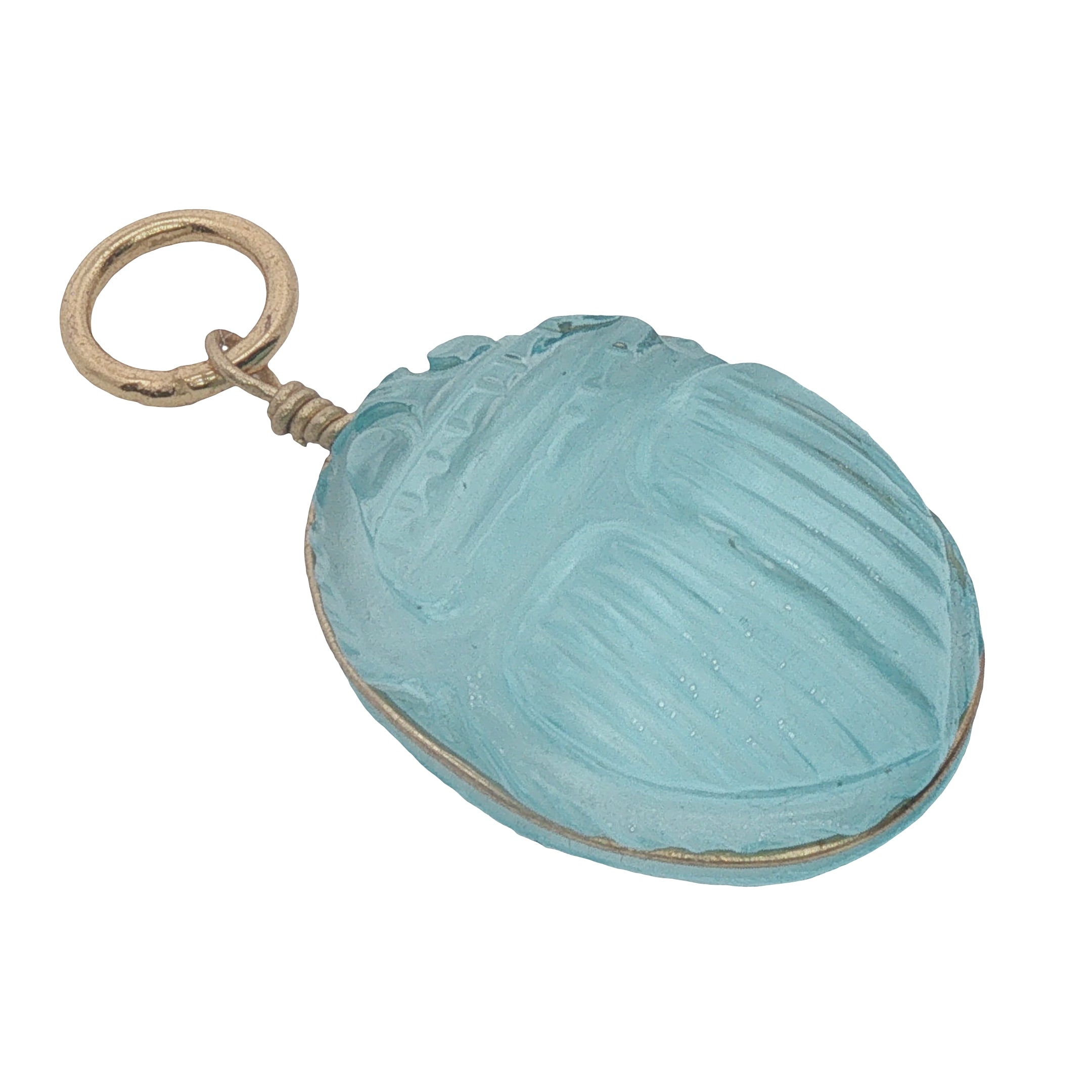 Charms doré scarabée taillé dans de la topaze bleue avec fil doré