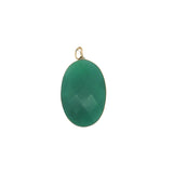 Charms doré onyx verte ovale avec fil doré