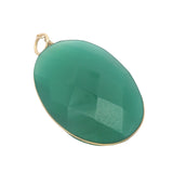 Charms doré onyx verte ovale avec fil doré