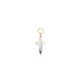 Charms doré croix en nacre avec tourmaline