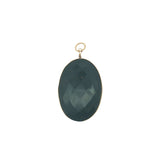 Charms doré onyx noire ovale avec fil doré