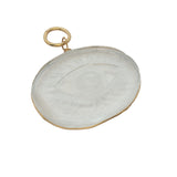 Charms doré oeil gravé sur médaille en cristal blanc avec fil doré