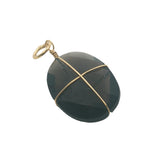 Charms doré quartz fumé ovale facetté entouré d'un fil doré
