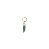 Charms doré labradorite rectangulaire et perle de culture