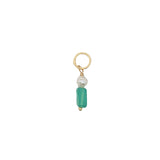 Charms doré onyx verte rectangulaire et perle de culture