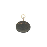 Charms doré oeil gravé sur médaille en quartz fumé avec fil doré