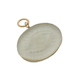 Charms doré oeil gravé sur médaille en quartz citron avec fil doré