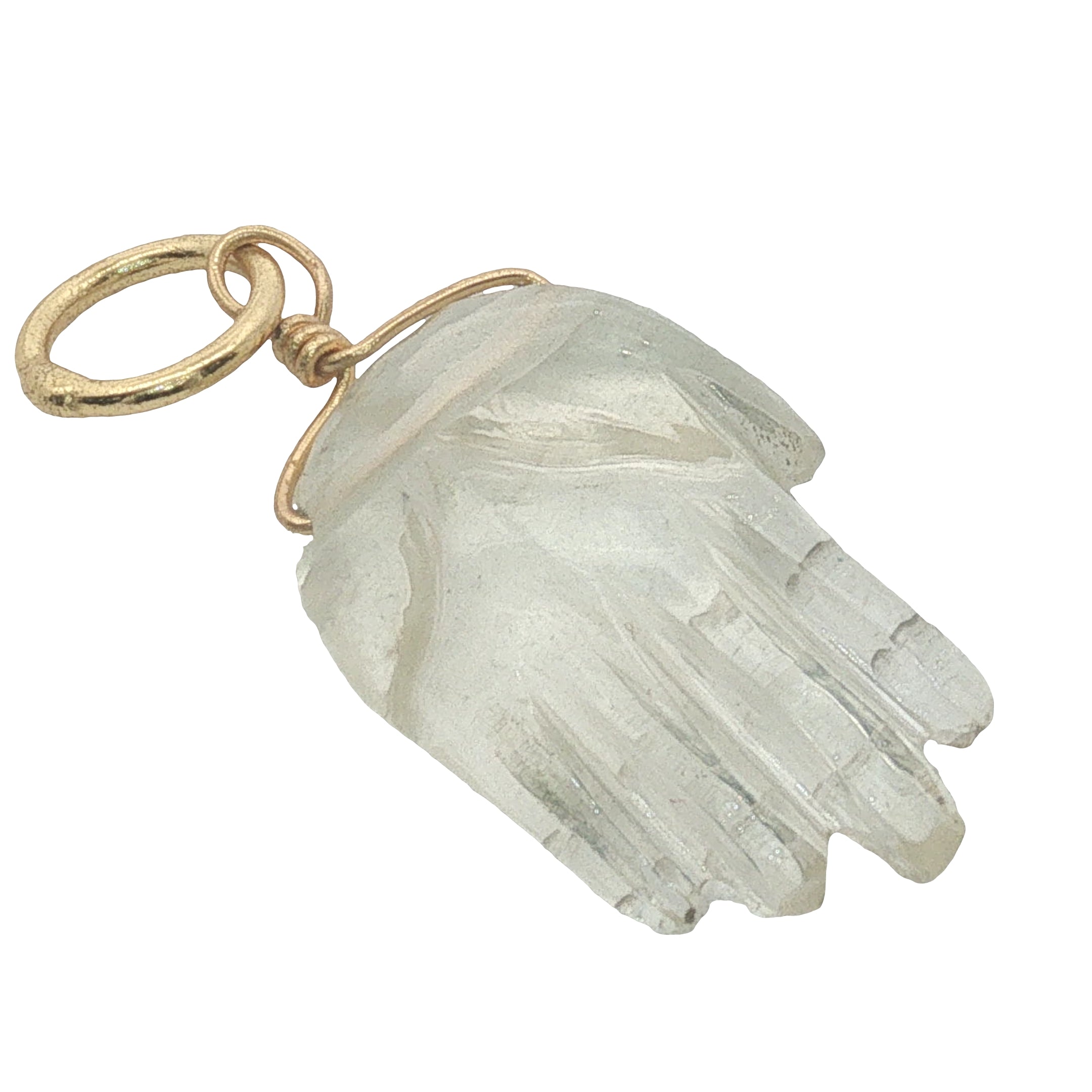 Charms doré main de Fatma taillée dans de la prehnite S