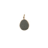 Charms doré quartz fumé cerclé de doré avec fleur gravée