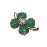 Charms doré trèfle 4 feuilles onyx verte et zircon