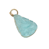 Charms doré Ganesh taillée dans de la topaze bleue avec fil doré