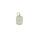 Charms doré cristal blanc rectangulaire avec fleur gravée