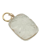 Charms doré cristal blanc rectangulaire avec fleur gravée
