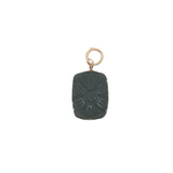 Charms doré quartz fumé rectangulaire avec fleur gravée