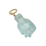 Charms doré Figa taillé dans du cristal bleu