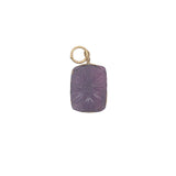 Charms doré améthyste rectangulaire avec fleur gravée