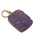 Charms doré améthyste rectangulaire avec fleur gravée