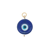 Charms doré oeil bleu en pâte de verre soufflé et perles de culture