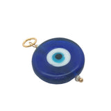 Charms doré oeil bleu en pâte de verre soufflé et perles de culture
