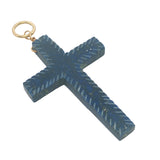 Charms doré croix striée en lapis lazulis