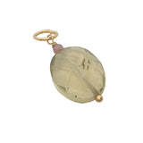Charms doré quartz citron ovale et petite tourmaline rose