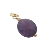 Charms doré améthyste ovale et petite tourmaline rose