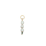 Charms doré trilogie de perle de culture avec tourmaline