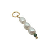 Charms doré trilogie de perle de culture avec tourmaline