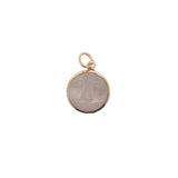 Charms médaille dorée avec visage taillé dans du quartz rose