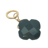 Charms doré trèfle onyx noire 10 mm