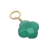 Charms doré trèfle onyx verte 10 mm