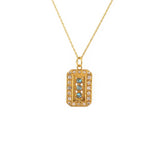 Gold necklace pendant trilogy of stones and zircons