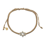 Bracelet cordon doré avec étoile de David dorée en zircons