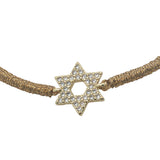 Bracelet cordon doré avec étoile de David dorée en zircons