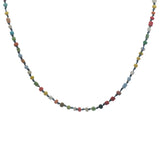 Collier doré perles colorées et noeuds bleus 64 cm