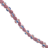 Collier doré perles rouges et bleues avec gros noeuds roses 75 cm