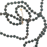 Collier doré perles en bois marron foncé 94 cm