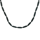 Collier doré perles ovales en bois marron foncé 64 cm
