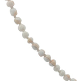 Collier doré perles blanches marbrées roses avec noeuds blancs 75 cm