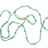 Collier doré mix de perles vertes et noeuds verts 75 cm