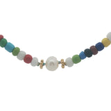 Collier doré perles et poissons colorés avec perles de culture 90 cm