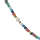 Collier doré perles et poissons colorés avec perles de culture 90 cm
