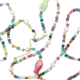 Collier doré perles et poissons colorés avec perles de culture 90 cm