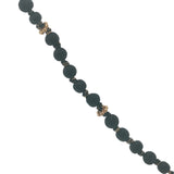 Collier doré perles noires, couronnes dorées et noeuds noirs 64 cm