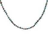 Collier doré mix perles turquoise et en bois avec couronnes dorées 64 cm