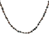 Collier doré perles en bois, couronnes dorées et noeuds marrons 64 cm