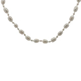Collier doré alternance petites et grandes perles de culture avec noeuds blancs 60 cm