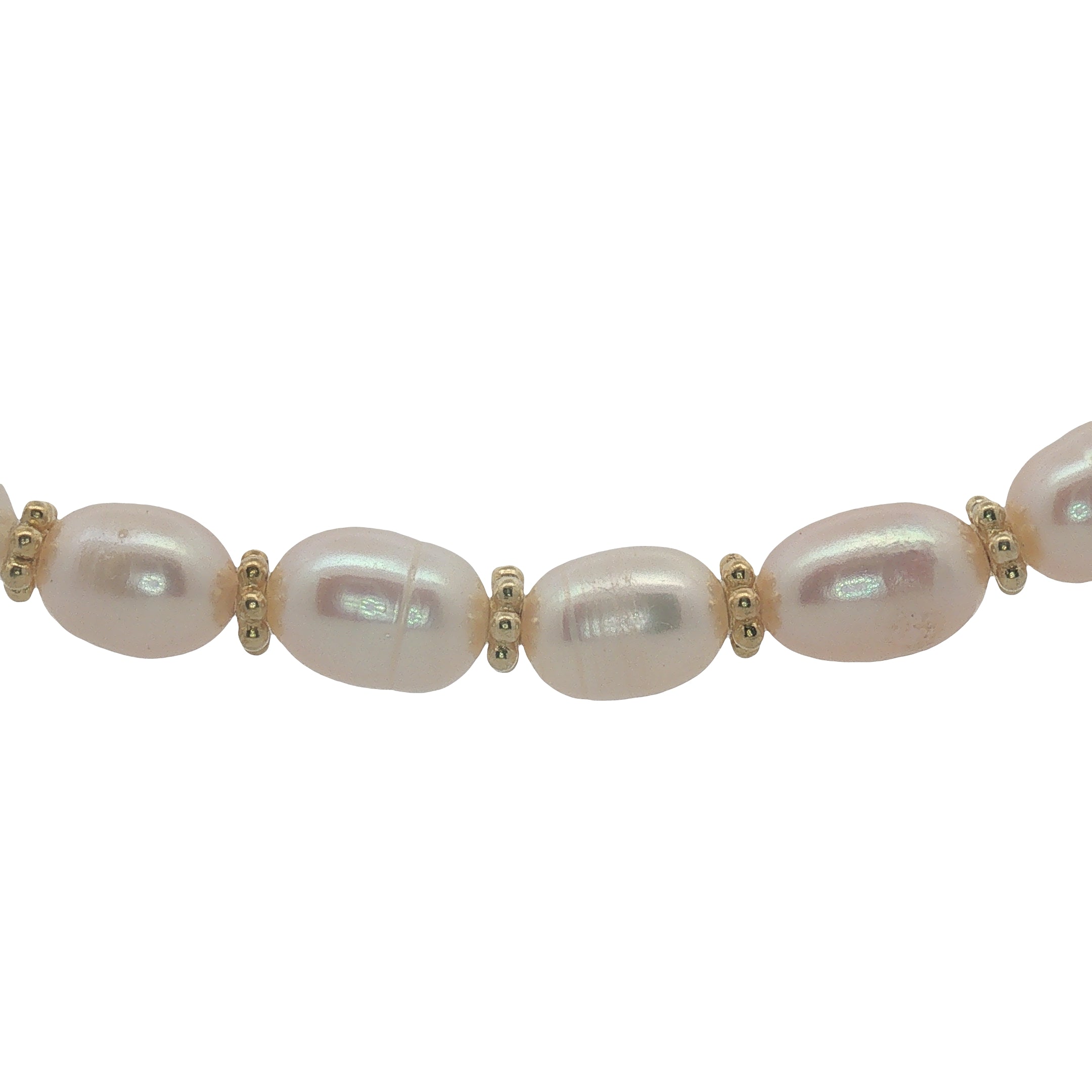Collier doré perles de culture et couronnes dorées 50 cm