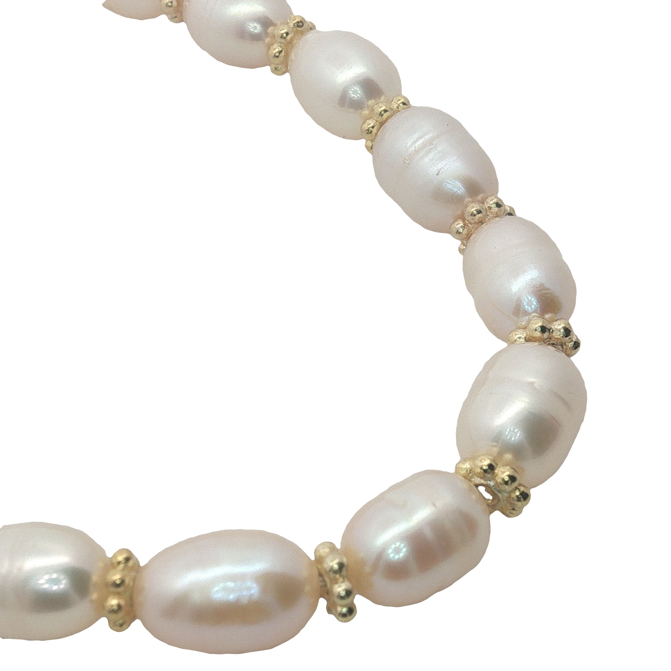 Collier doré perles de culture et couronnes dorées 50 cm